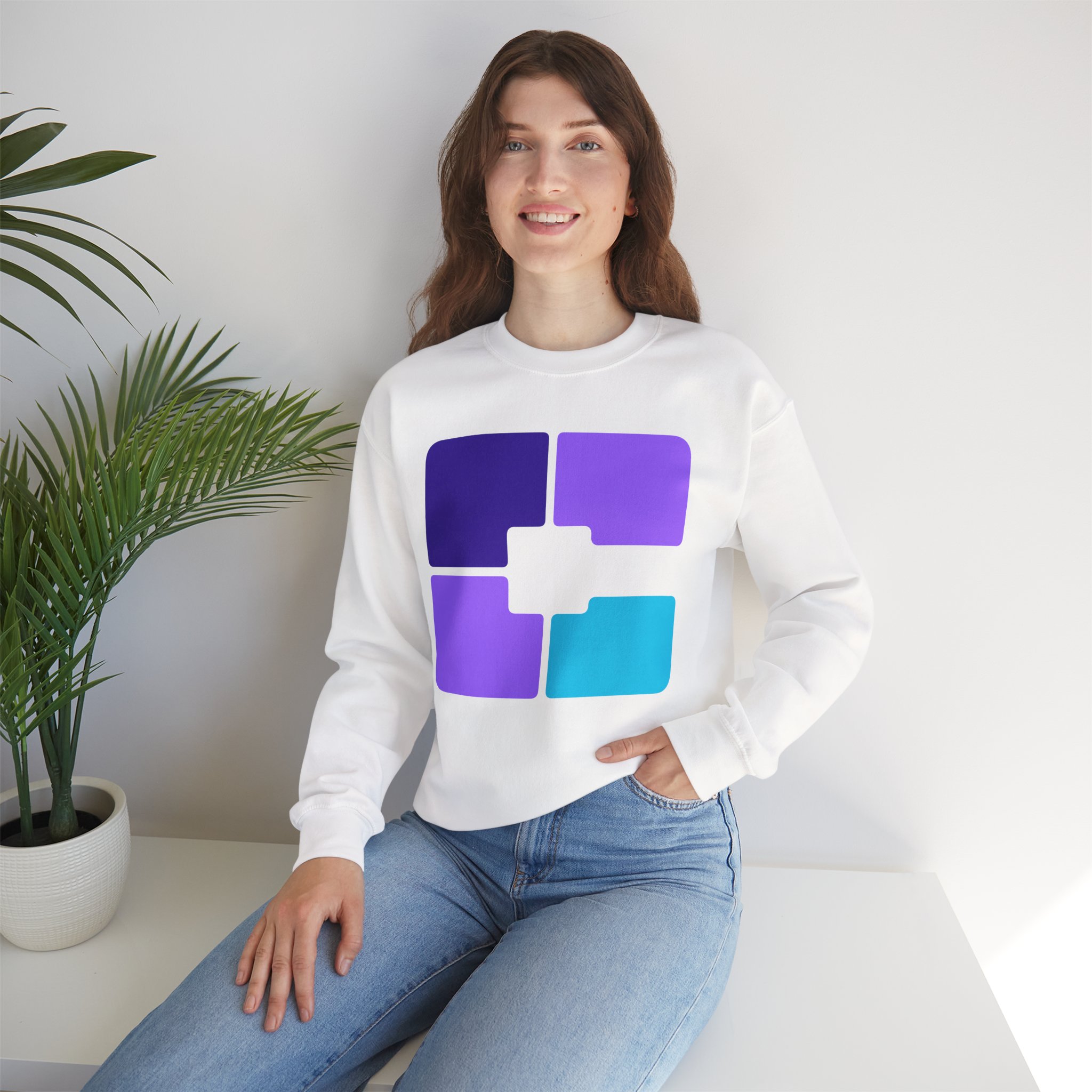 Color Block Geometric Crewneck Sweatshirt - Image 8
