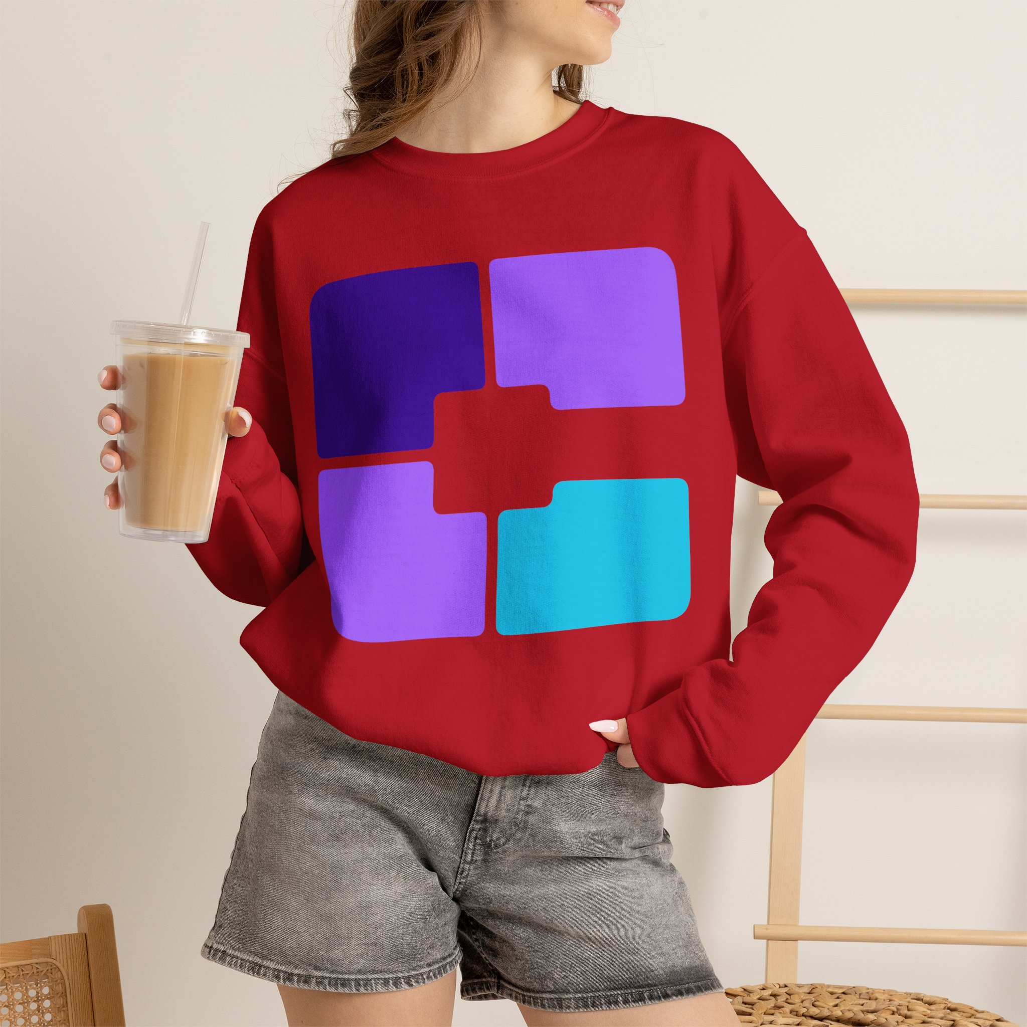 Color Block Geometric Crewneck Sweatshirt - Image 39