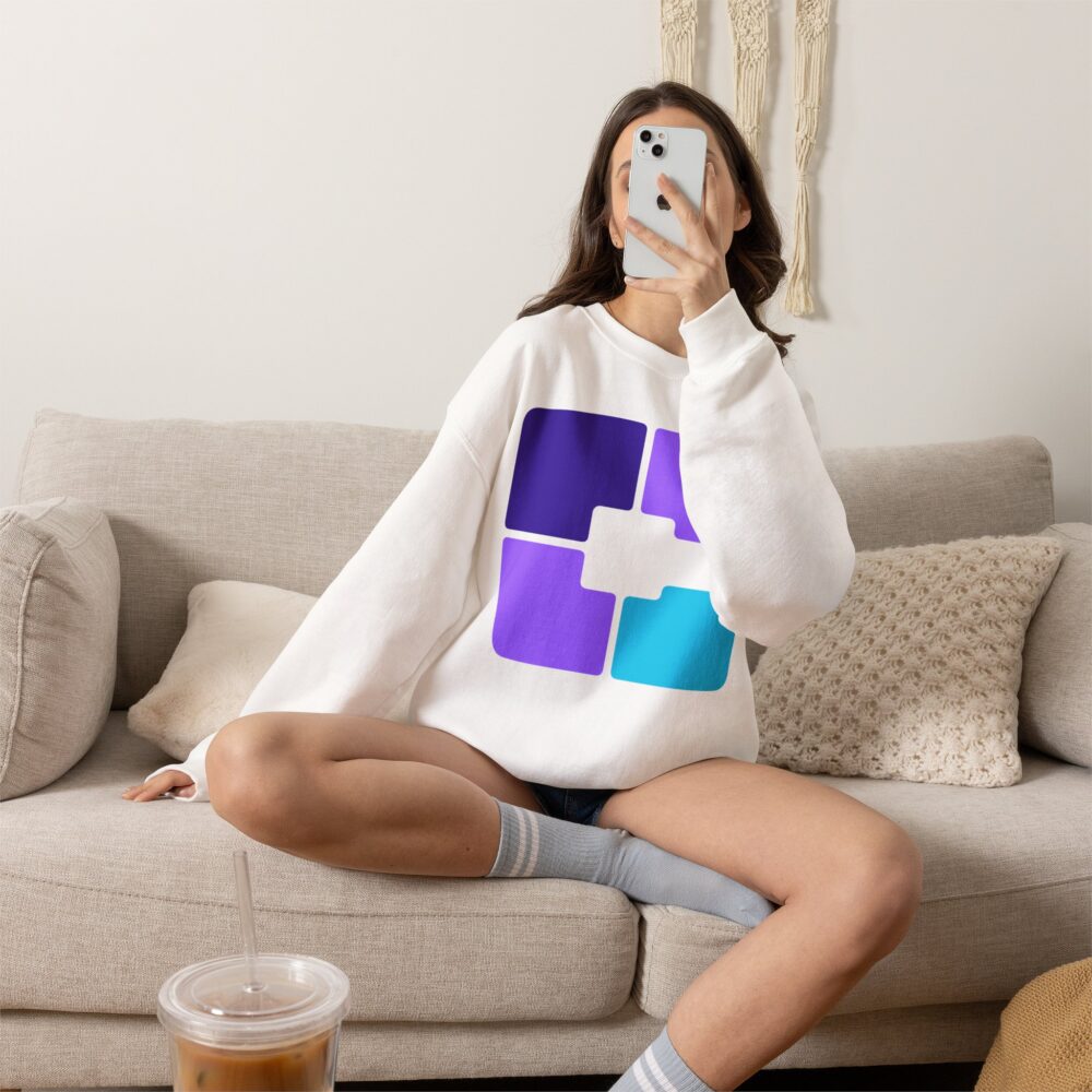 Color Block Geometric Crewneck Sweatshirt - Image 5