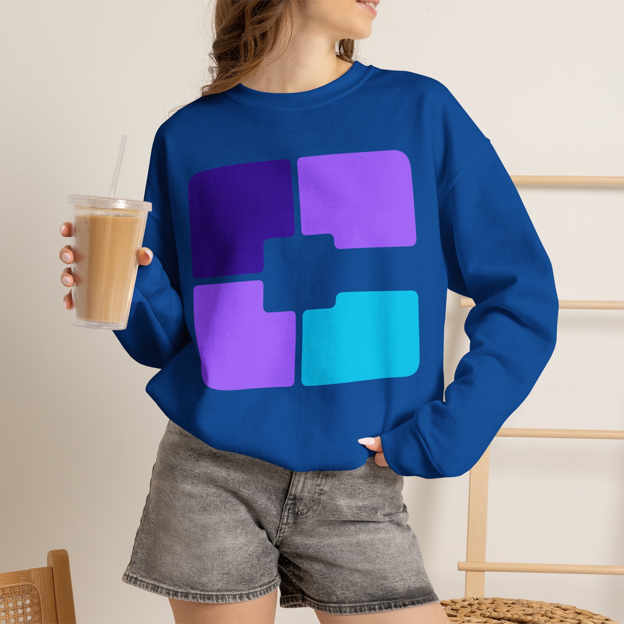 Color Block Geometric Crewneck Sweatshirt - Image 22