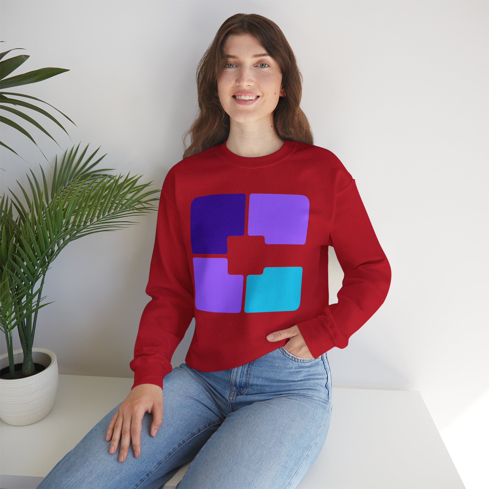 Color Block Geometric Crewneck Sweatshirt - Image 41