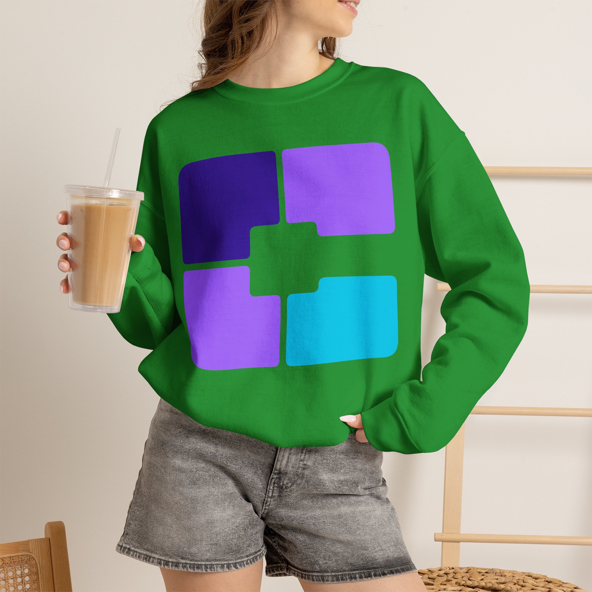 Color Block Geometric Crewneck Sweatshirt - Image 14
