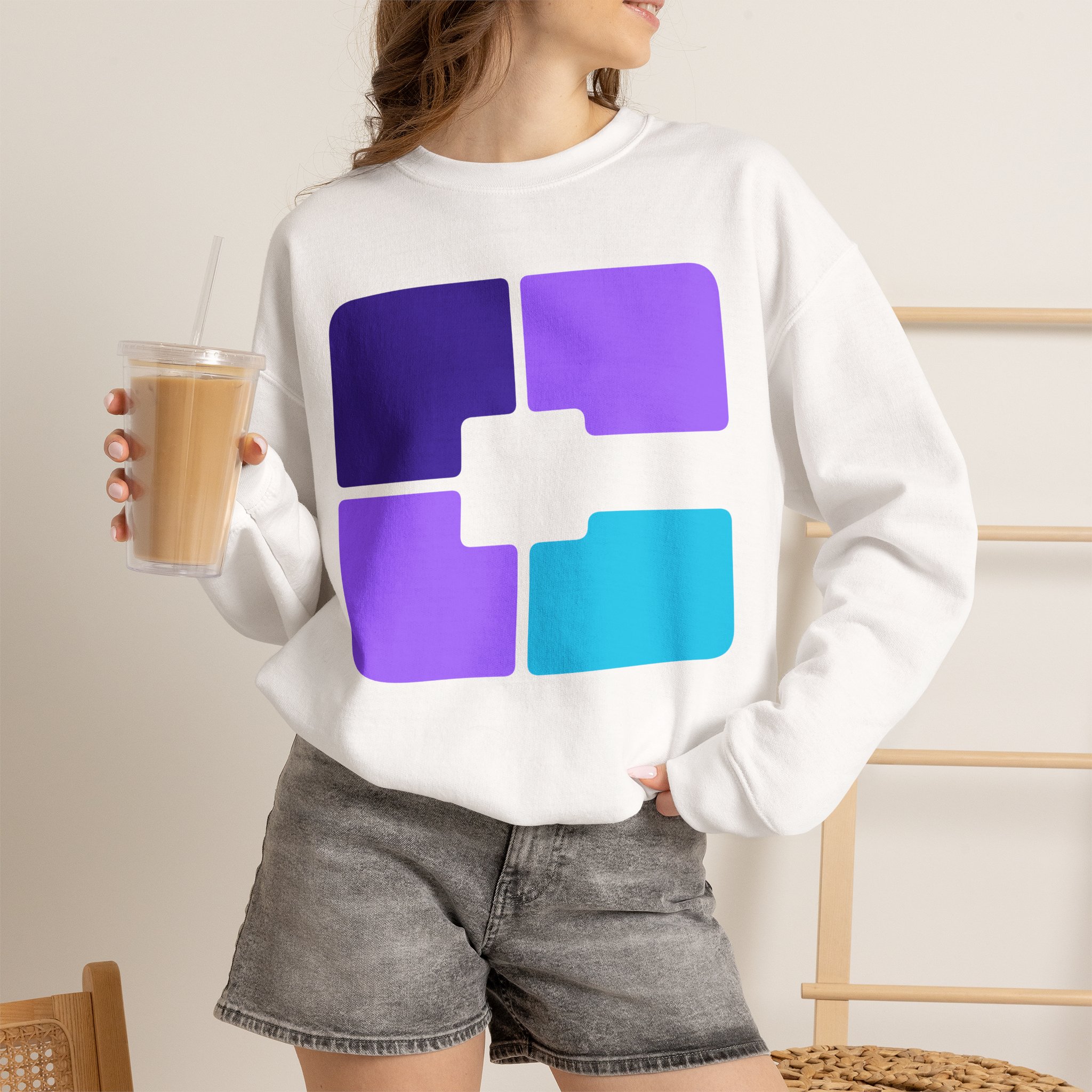 Color Block Geometric Crewneck Sweatshirt - Image 6